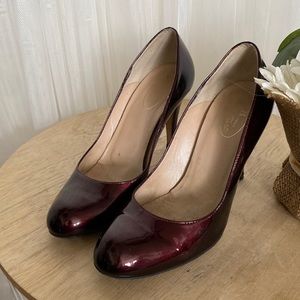 Browns Couture patent leather dark burger pump shoes stilettos